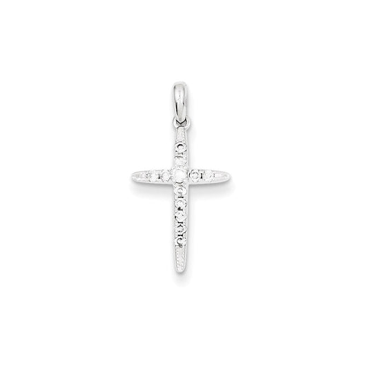 14k white gold real diamond cross pendant xp3689aa