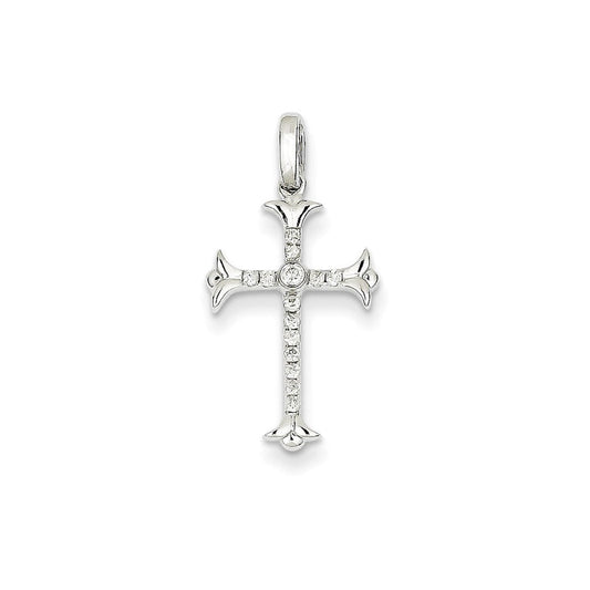 14k white gold real diamond cross pendant xp3690aa