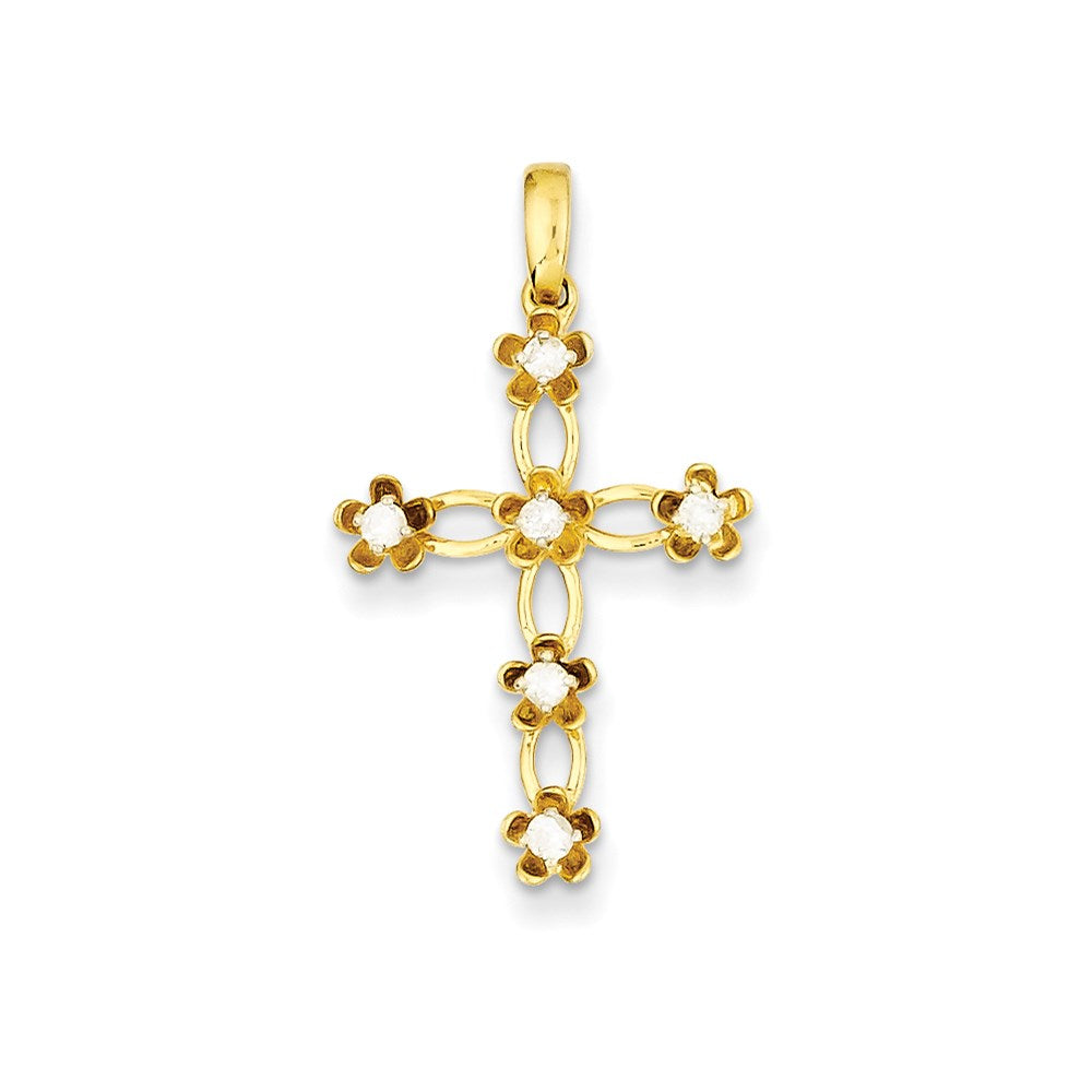 14k yellow gold real diamond cross pendant xp3743yaa