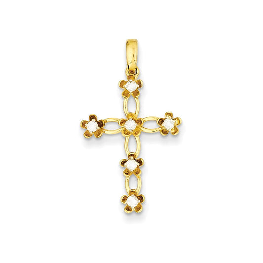 14k yellow gold real diamond cross pendant xp3743yaa