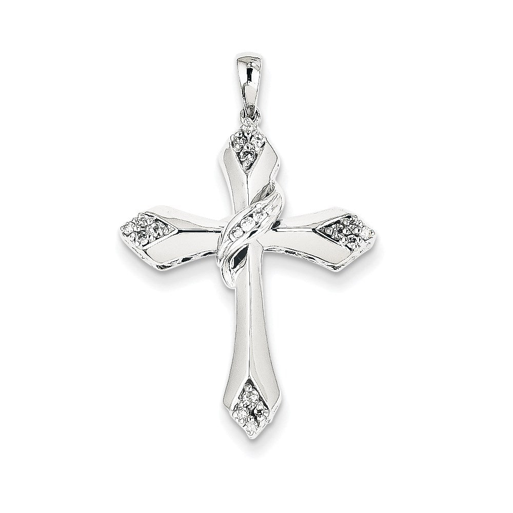 14k white gold real diamond cross pendant xp3776aa