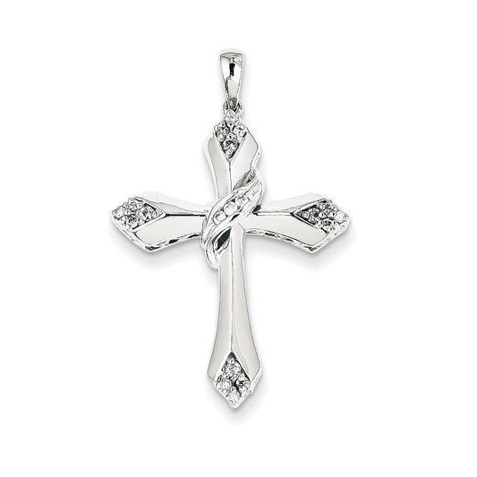 14k white gold real diamond cross pendant xp3776aa