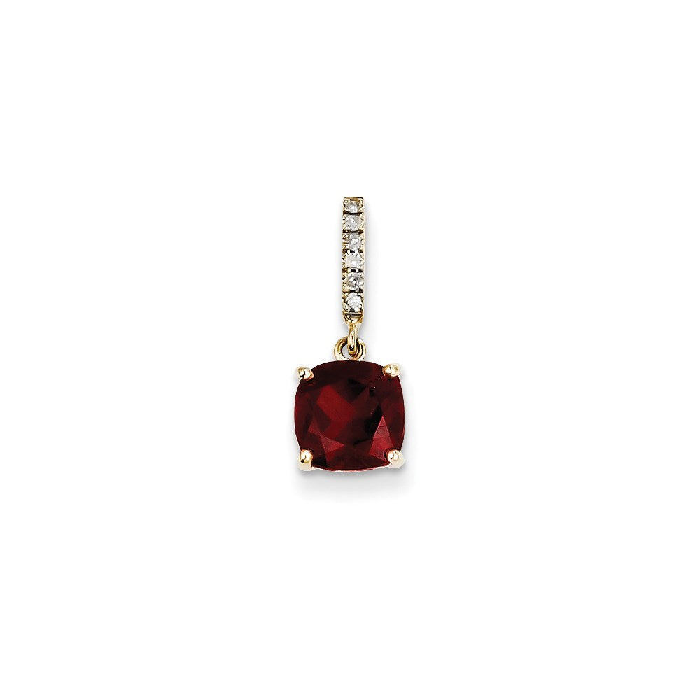 14k yellow gold real diamond and garnet pendant xp3864ga aa