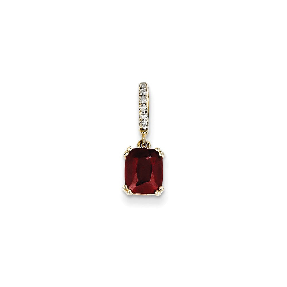 14k yellow gold real diamond and garnet pendant xp3866ga aa