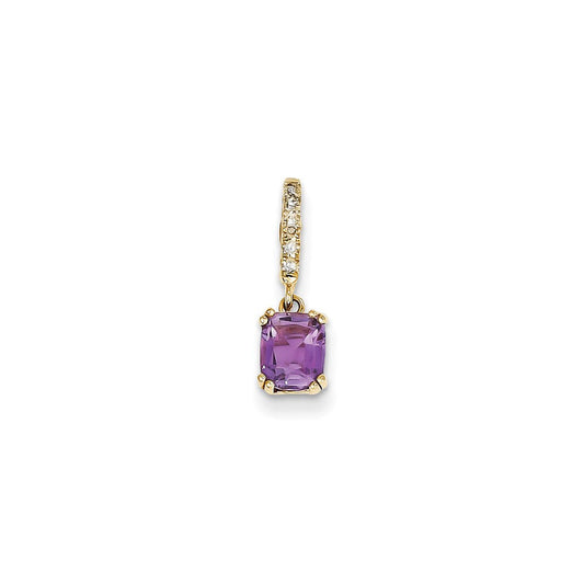 14k yellow gold real diamond and amethyst pendant xp3891am aa