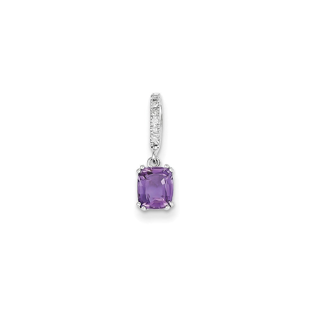 14k white gold real diamond and amethyst pendant xp3892am aa