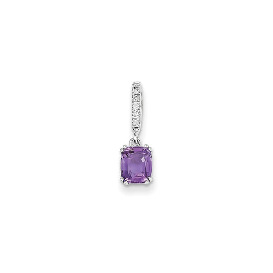14k white gold real diamond and amethyst pendant xp3892am aa