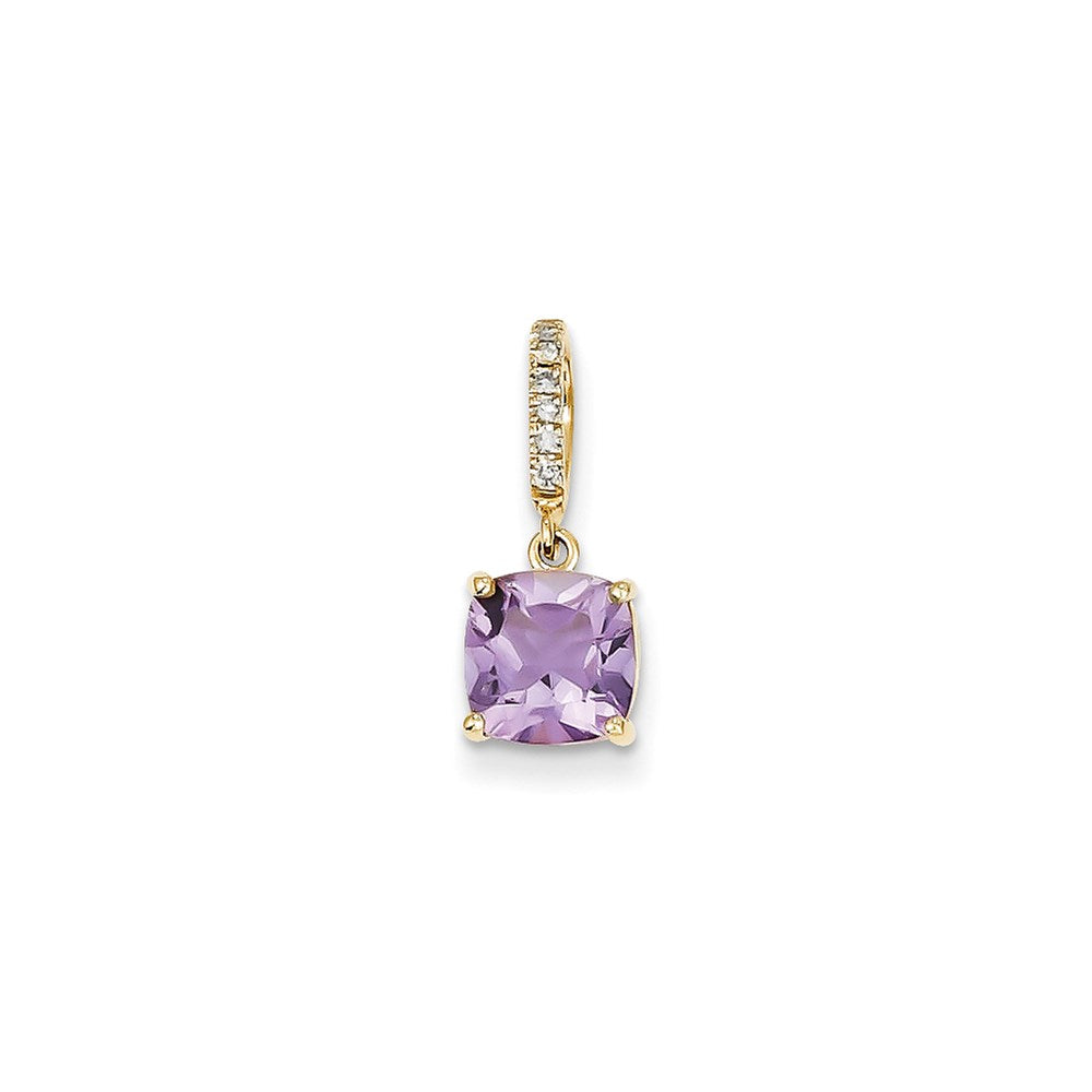 14k yellow gold real diamond and amethyst pendant xp3895am aa