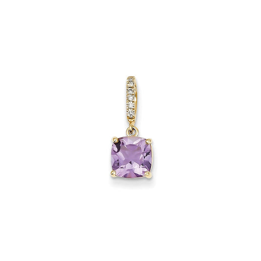 14k yellow gold real diamond and amethyst pendant xp3895am aa
