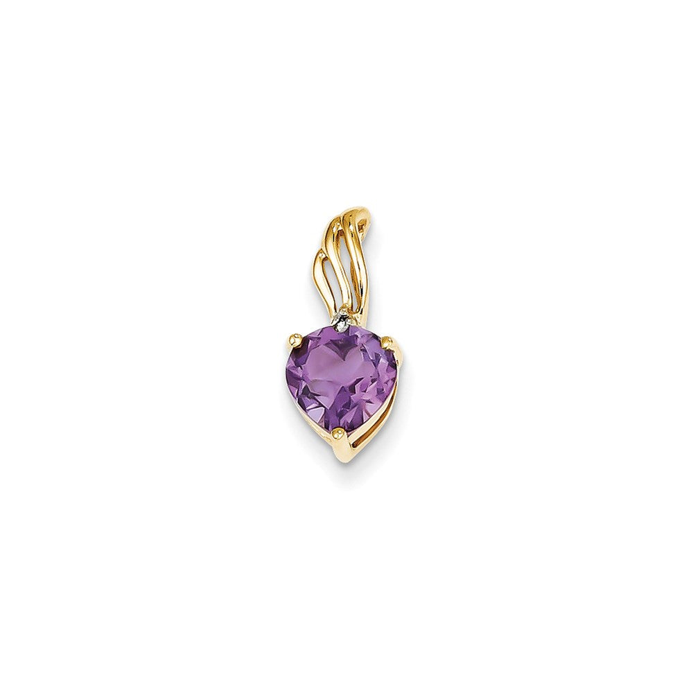 14k yellow gold real diamond and amethyst heart pendant xp3899am aa