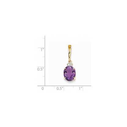 14k Diamond and Amethyst Oval Pendant