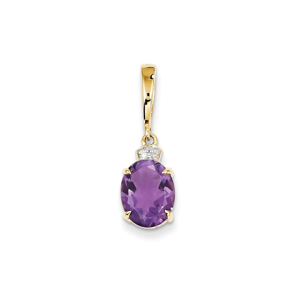 14k Diamond and Amethyst Oval Pendant
