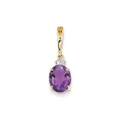 14k Diamond and Amethyst Oval Pendant