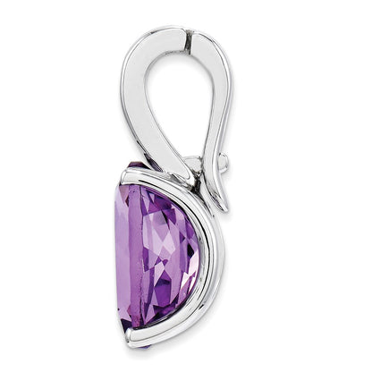 14k White Gold Diamond and Amethyst Oval Pendant