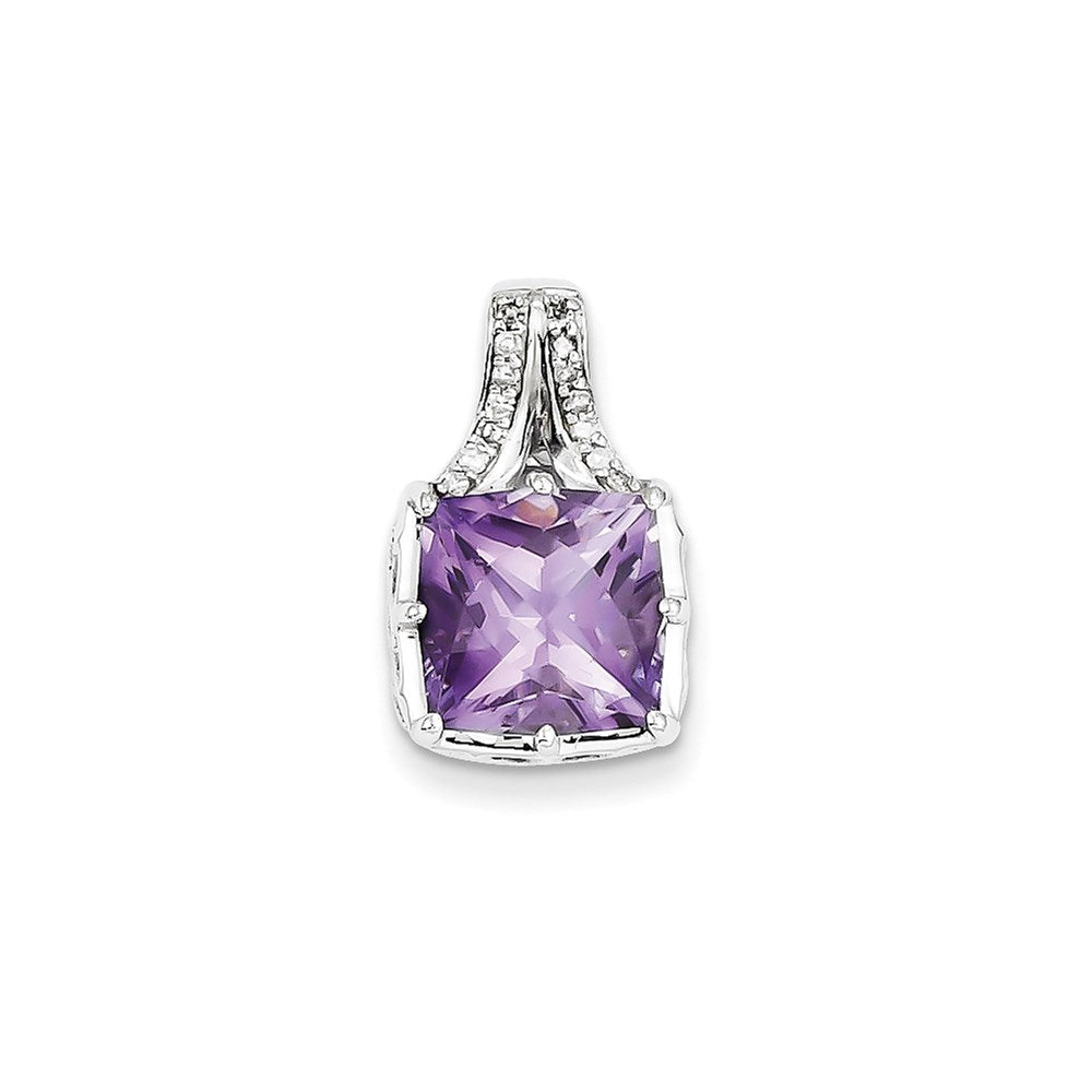 14k white gold real diamond and amethyst square pendant xp3926am aa