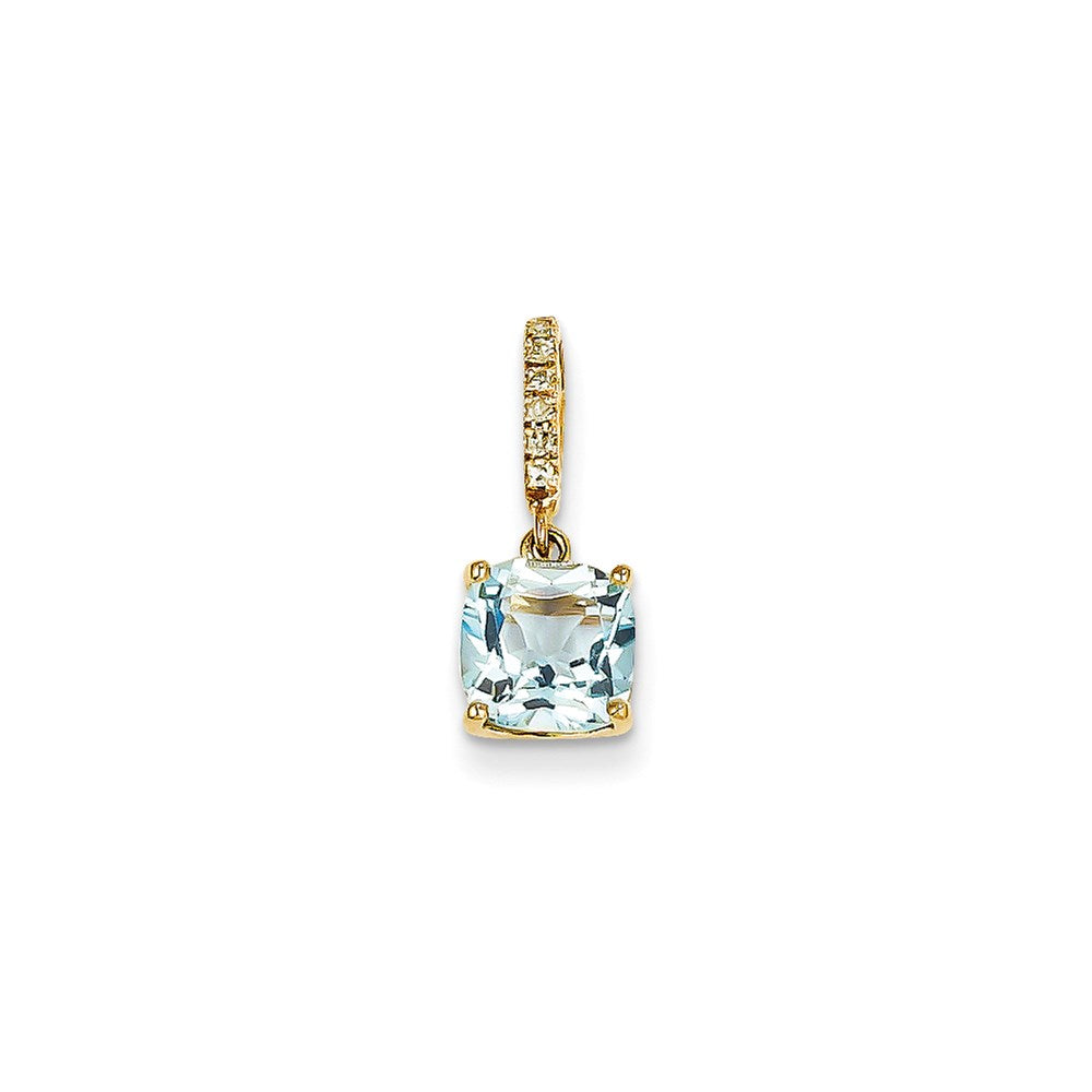 14k yellow gold real diamond and blue topaz pendant xp3938bt aa