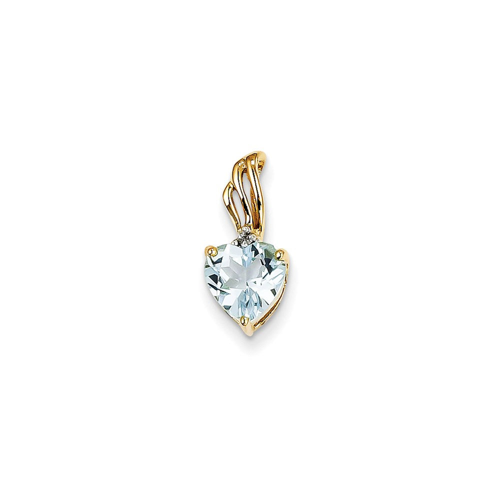 14k yellow gold real diamond and blue topaz heart pendant xp3946bt aa