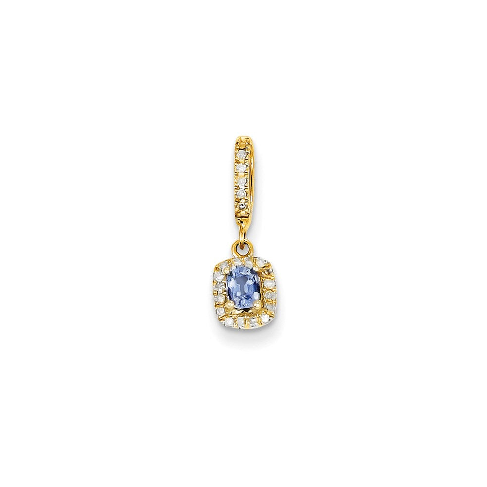 14k yellow gold real diamond and lt blue sapphire pendant xp3987s aa