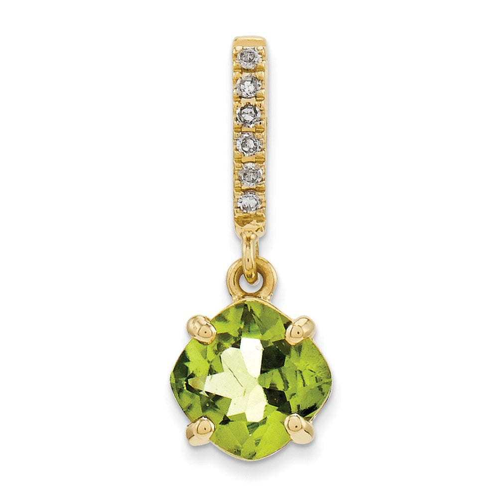 14k yellow gold real diamond and peridot pendant xp3999pe aa