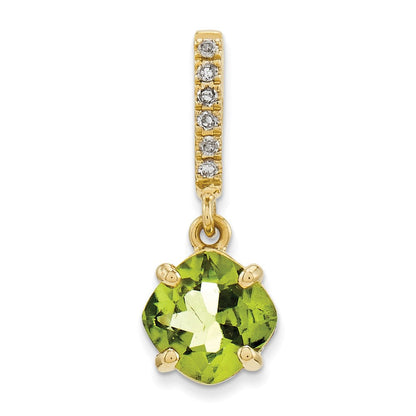 14k yellow gold real diamond and peridot pendant xp3999pe aa