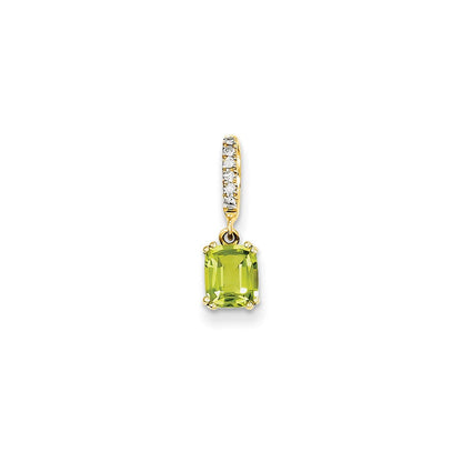 14k yellow gold real diamond and peridot pendant xp4003pe aa