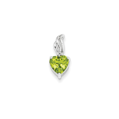 14k white gold real diamond and peridot heart pendant xp4008pe aa