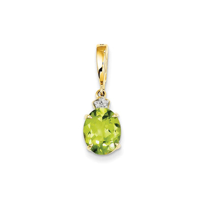 14k yellow gold real diamond and peridot oval pendant xp4011pe aa