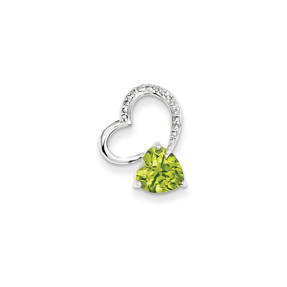 14k white gold real diamond and peridot heart pendant xp4016pe aa