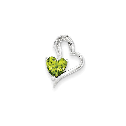 14k white gold real diamond and peridot heart pendant xp4020pe aa