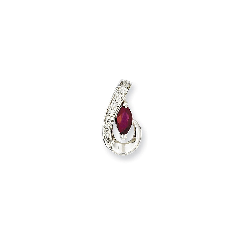 14k white gold real diamond ruby pendant xp4038r aa