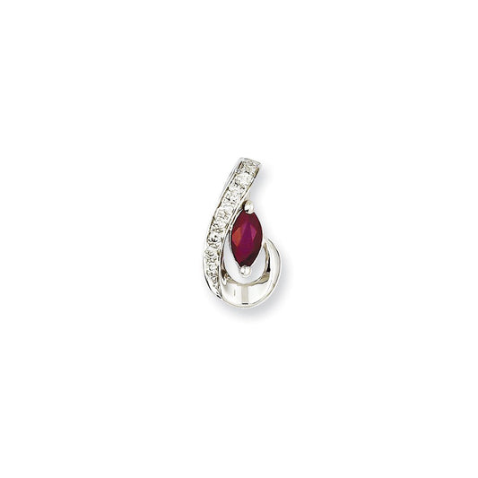 14k white gold real diamond ruby pendant xp4038r aa