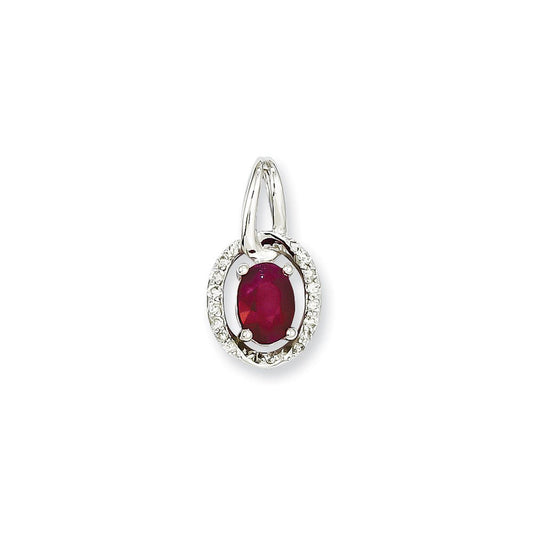 14k white gold real diamond ruby pendant xp4052r aa