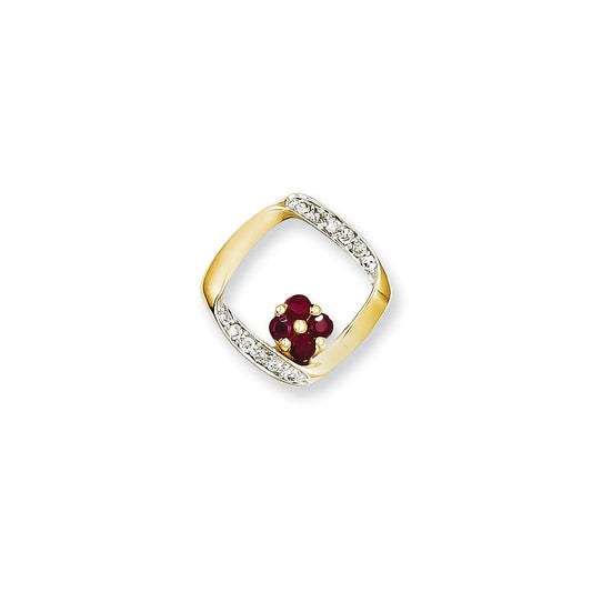 14k yellow gold real diamond ruby pendant xp4059r aa