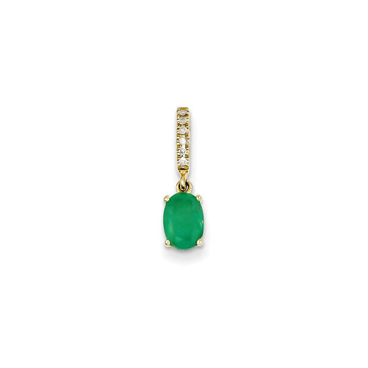 14k yellow gold real diamond and emerald pendant xp4067e aa