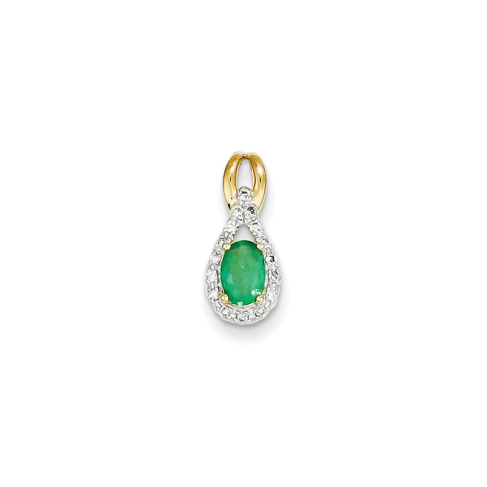 14k yellow gold real diamond emerald pendant xp4070e aa