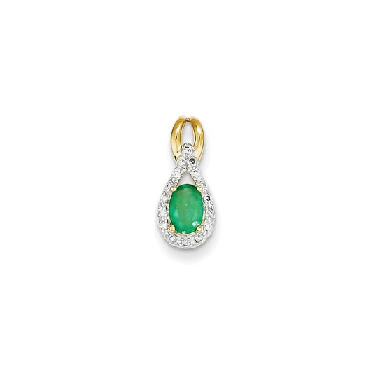 14k yellow gold real diamond emerald pendant xp4070e aa