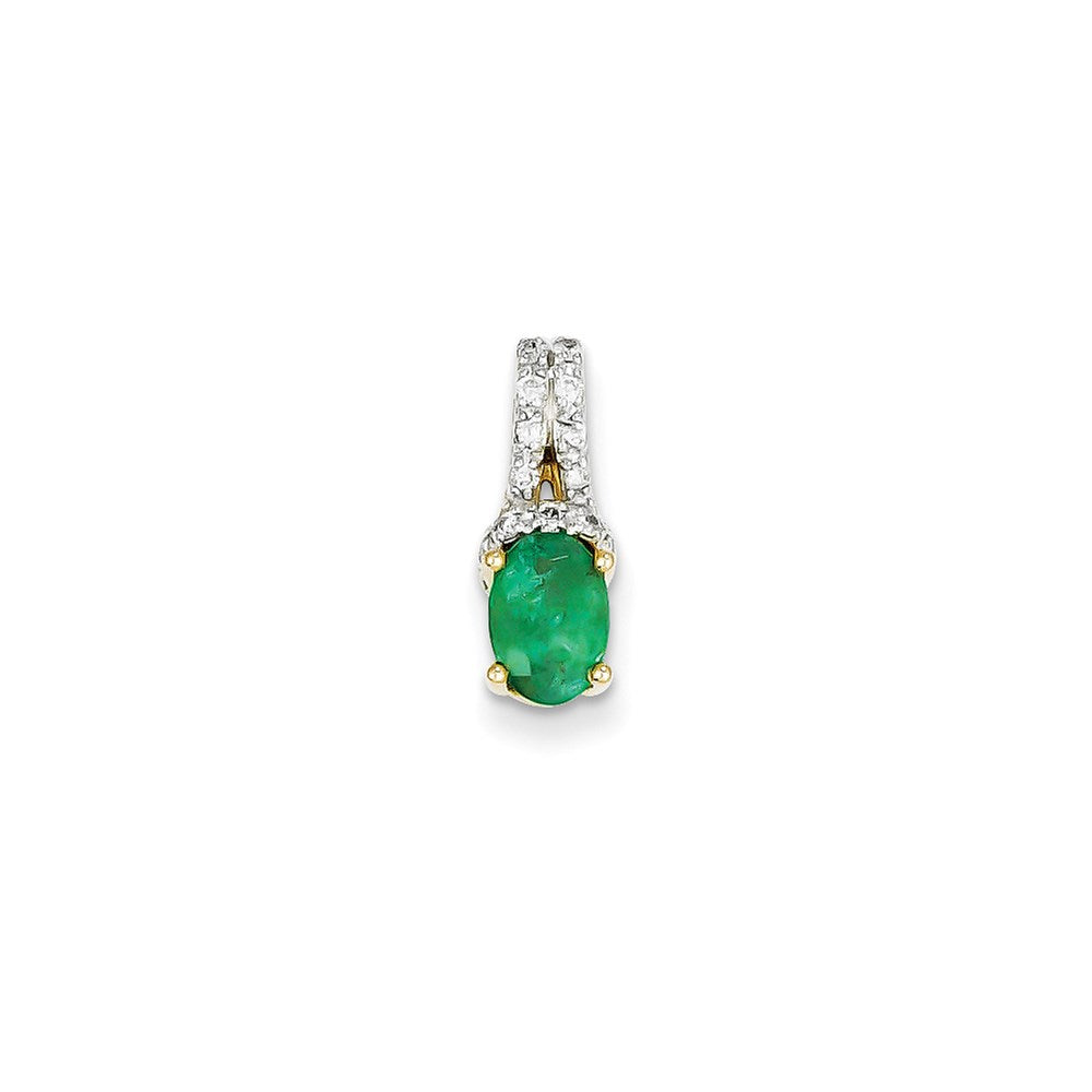 14k yellow gold real diamond emerald pendant xp4080e aa