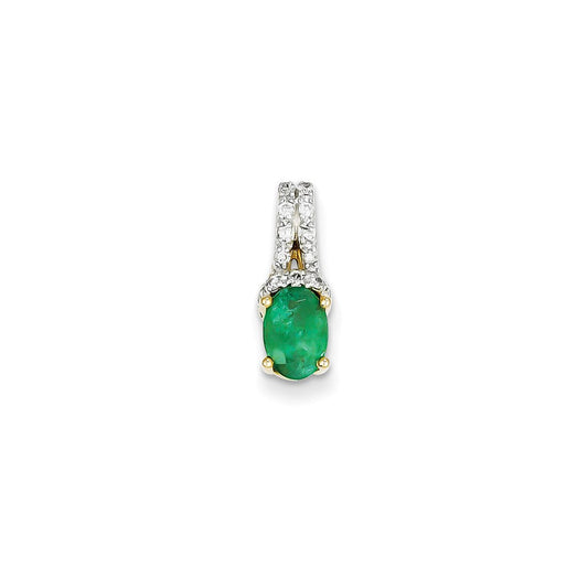 14k yellow gold real diamond emerald pendant xp4080e aa