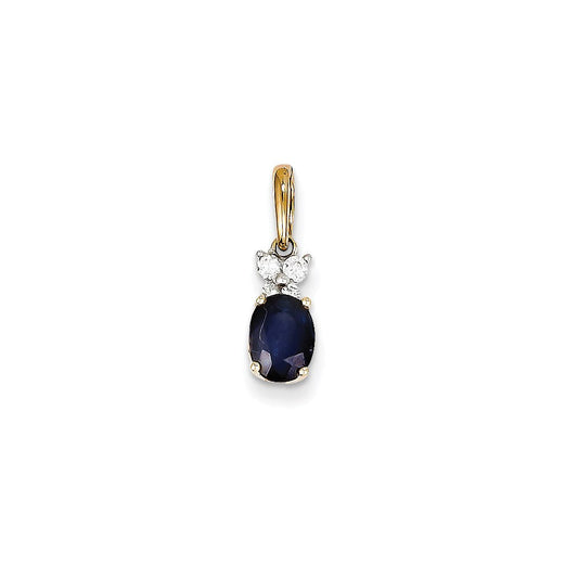 14k two tone gold real diamond sapphire pendant xp4108s aa