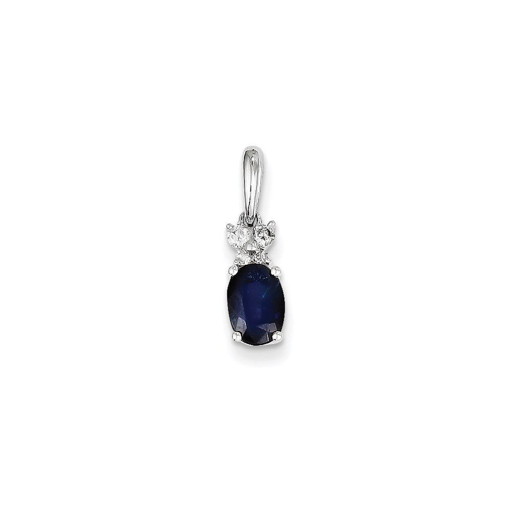 14k white gold real diamond sapphire pendant xp4109s aa