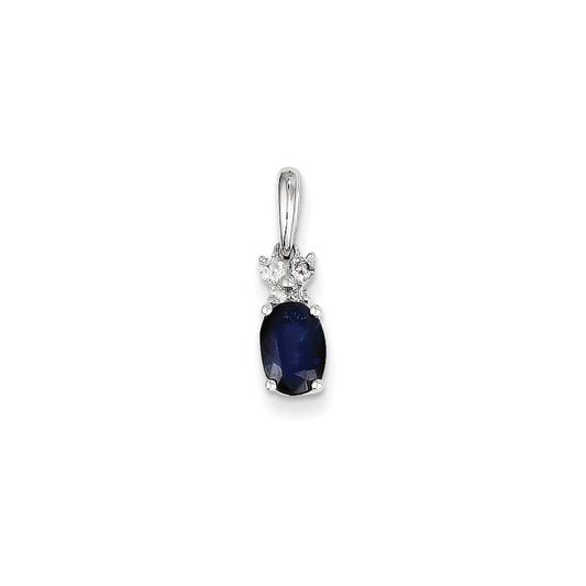 14k white gold real diamond sapphire pendant xp4109s aa