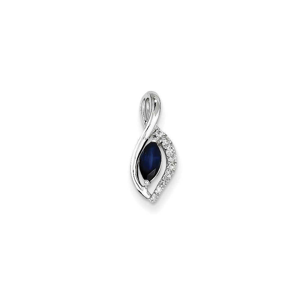 14k white gold real diamond sapphire pendant xp4113s aa
