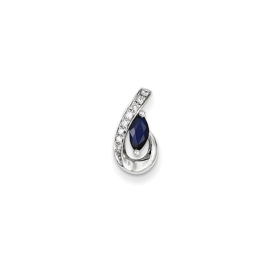 14k white gold real diamond sapphire pendant slide xp4117s aa