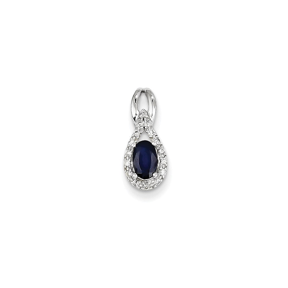 14k white gold real diamond sapphire pendant xp4119s aa