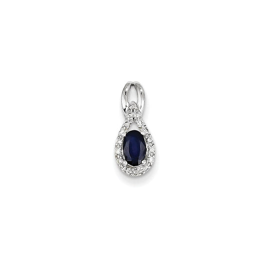 14k white gold real diamond sapphire pendant xp4119s aa