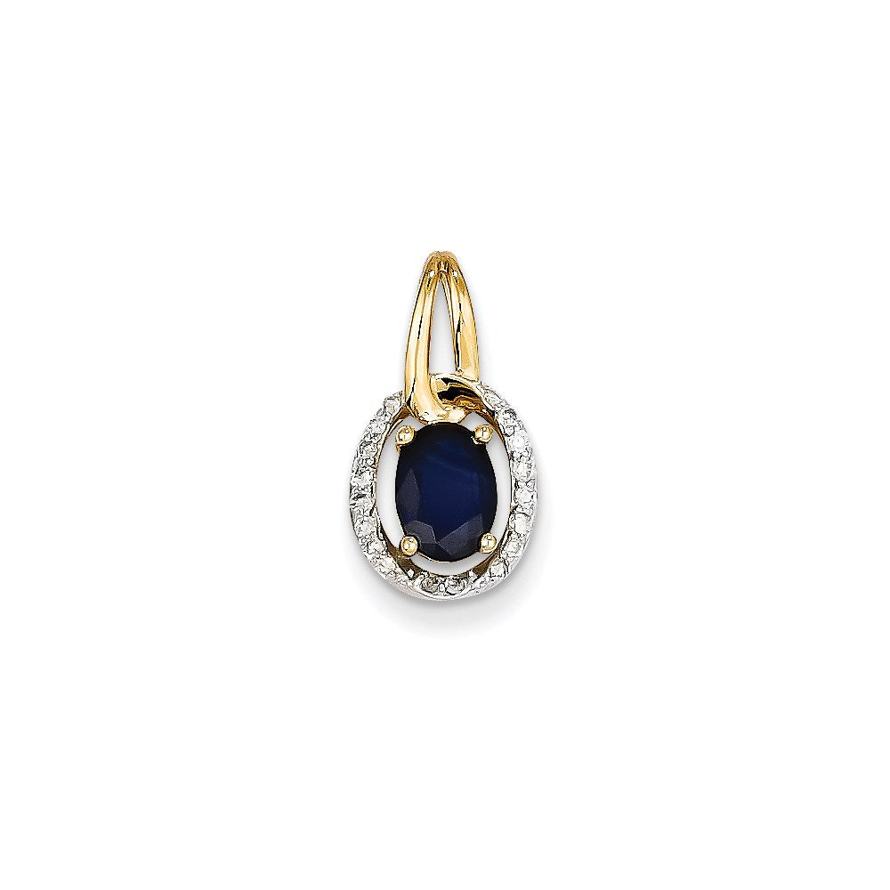 14k yellow gold real diamond sapphire pendant xp4123s aa