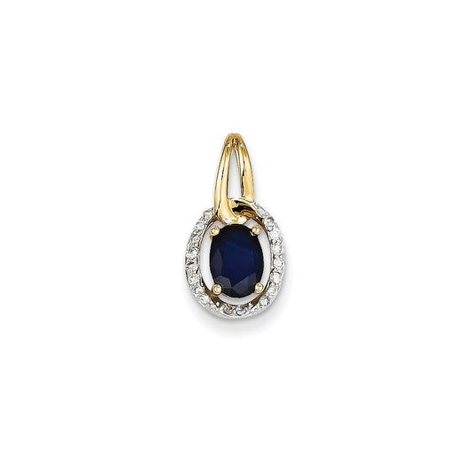 14k yellow gold real diamond sapphire pendant xp4123s aa