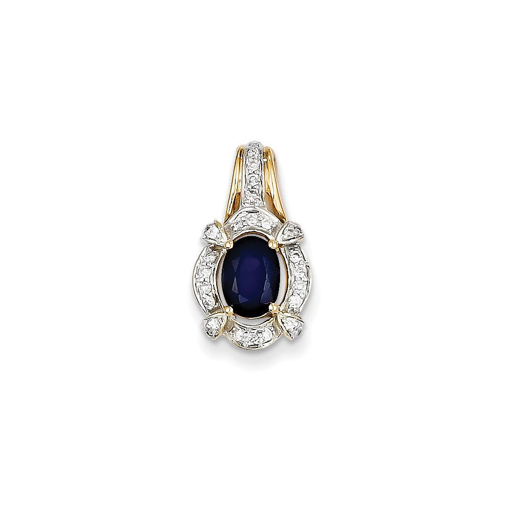 14k yellow gold real diamond sapphire pendant xp4125s aa