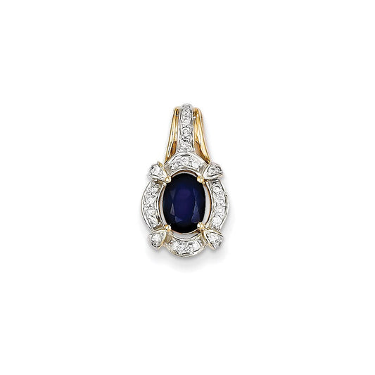 14k yellow gold real diamond sapphire pendant xp4125s aa