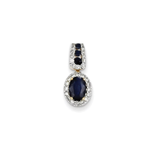 14k yellow gold real diamond sapphire pendant xp4127s aa